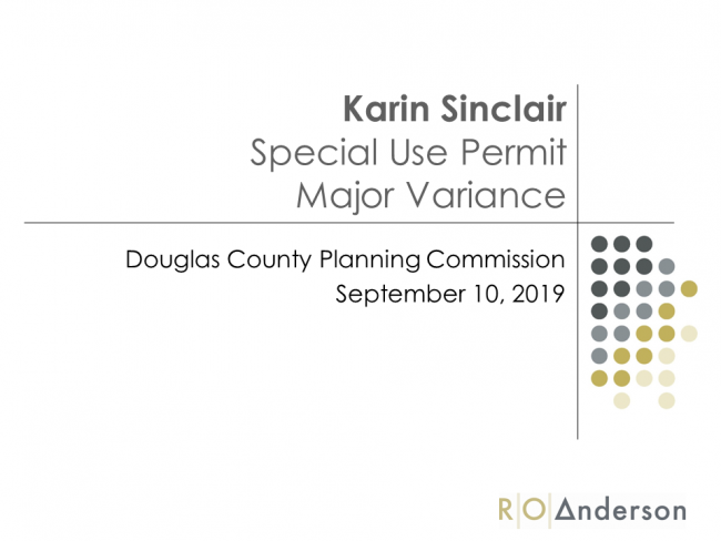 2782-001 SUP PC Meeting 09.10.2019 Karin Sinclair Special Use Permit Major Variance