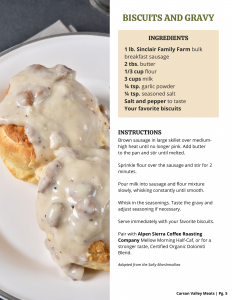 Cast-iron biscuits and gravy recipe card