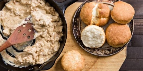 Cast-iron biscuits and gravy Cast-Iron Pan Biscuits and Gravy