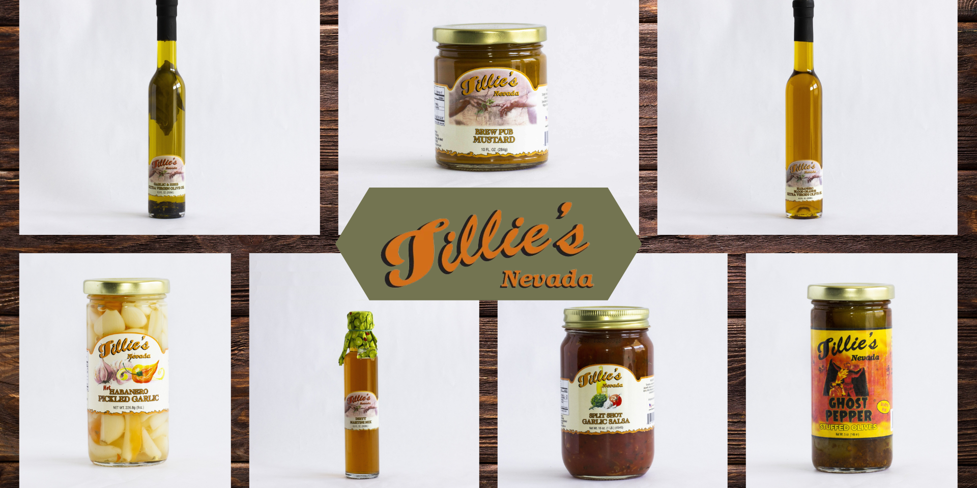 Tillie's Nevada oils, condiments, olives and garlic