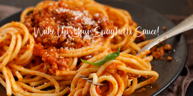 Wake up your spaghetti sauce featured image Plate of spaghetti, says Wake Up Your Spaghetti Sauce