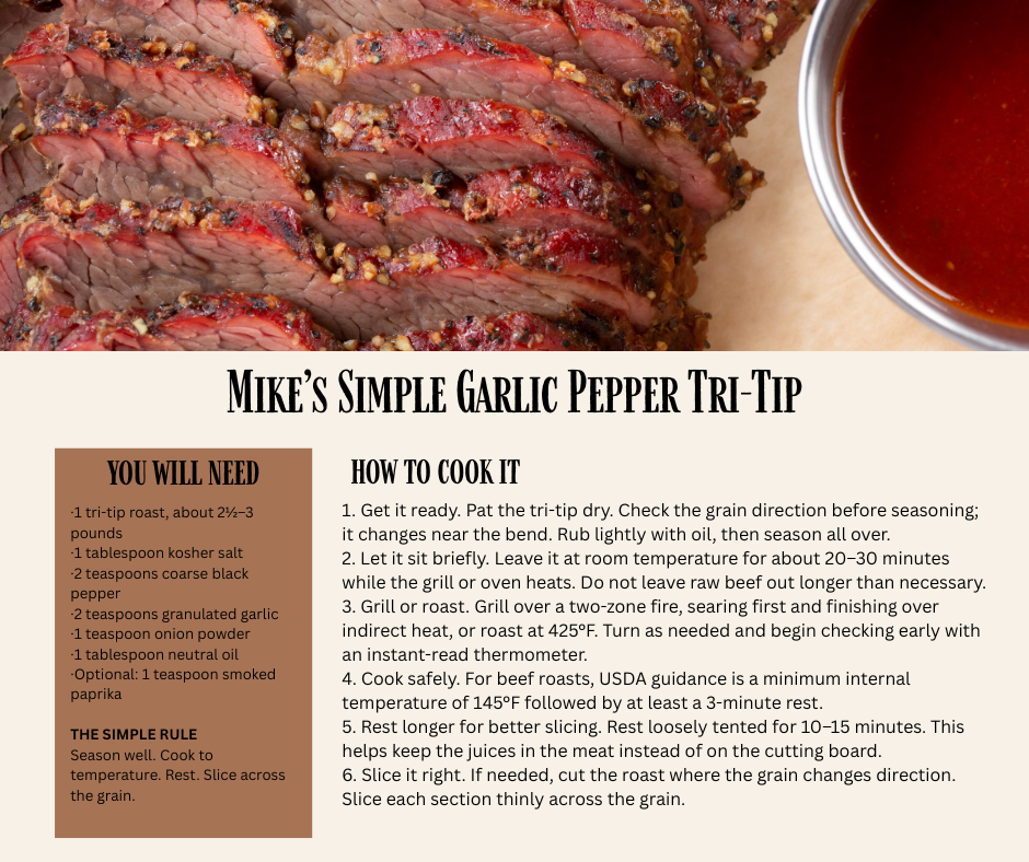 Mike's Simple Garlic Pepper Tri Tip